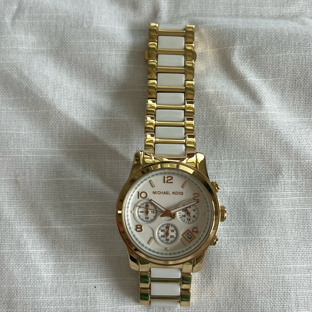 Michael Kors MK5743 Bradshaw Chronograph White Dial Two-tone Women's Watch